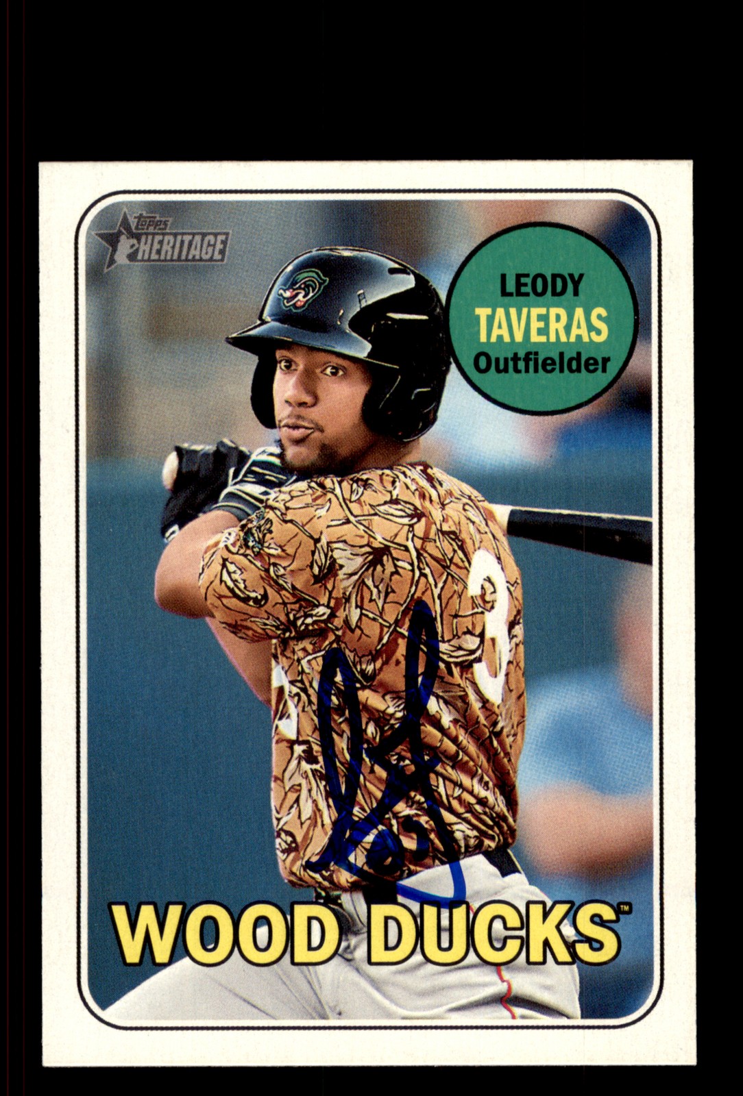 Signed Baseball Card Auto Leody Taveras 2018 Topps Heritage Minor League #74