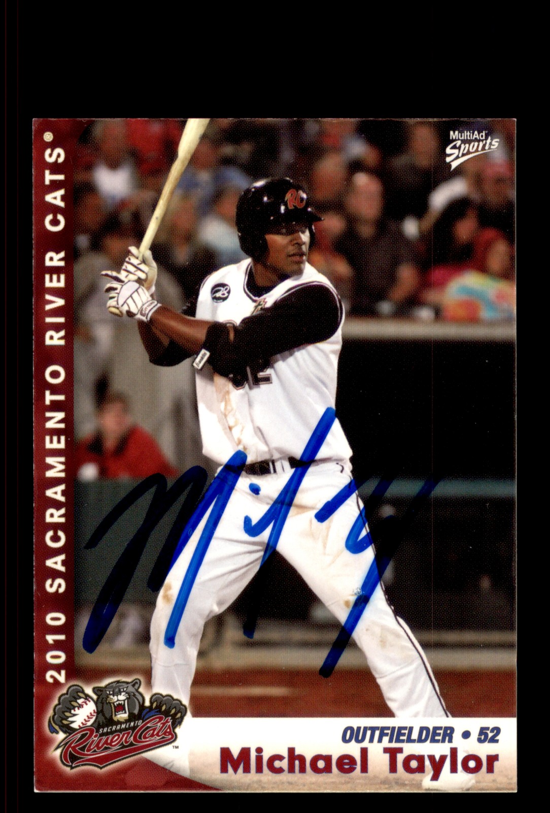 Signed Baseball Card Auto Michael Taylor 2010 MultiAd Sacramento River Cats