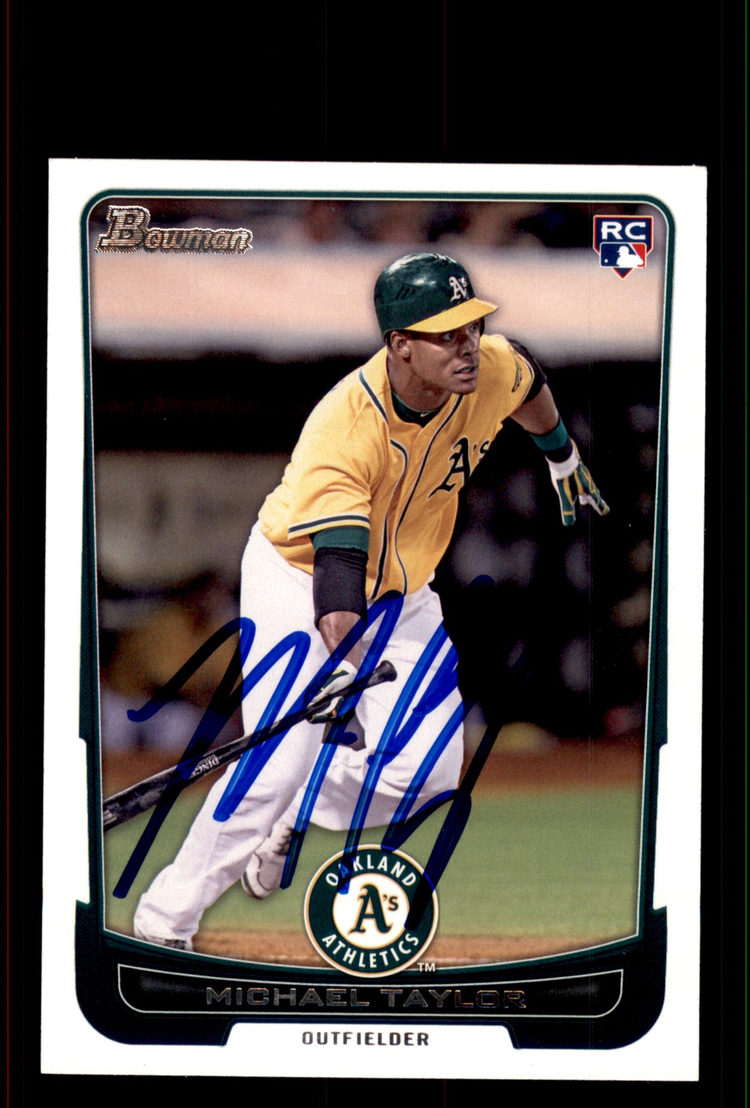 Signed Baseball Card Auto Michael Taylor 2012 Bowman #206 Oakland Athletics