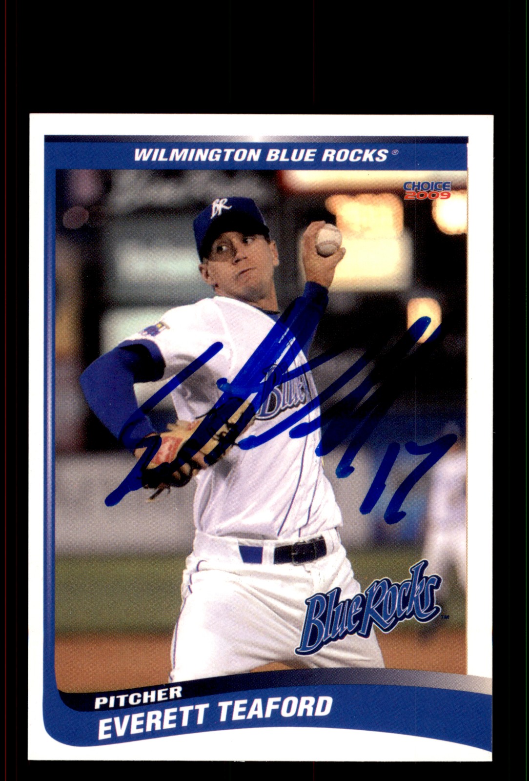 Signed Baseball Card Auto Everett Teaford 2009 Choice Wilmington Blue Rocks