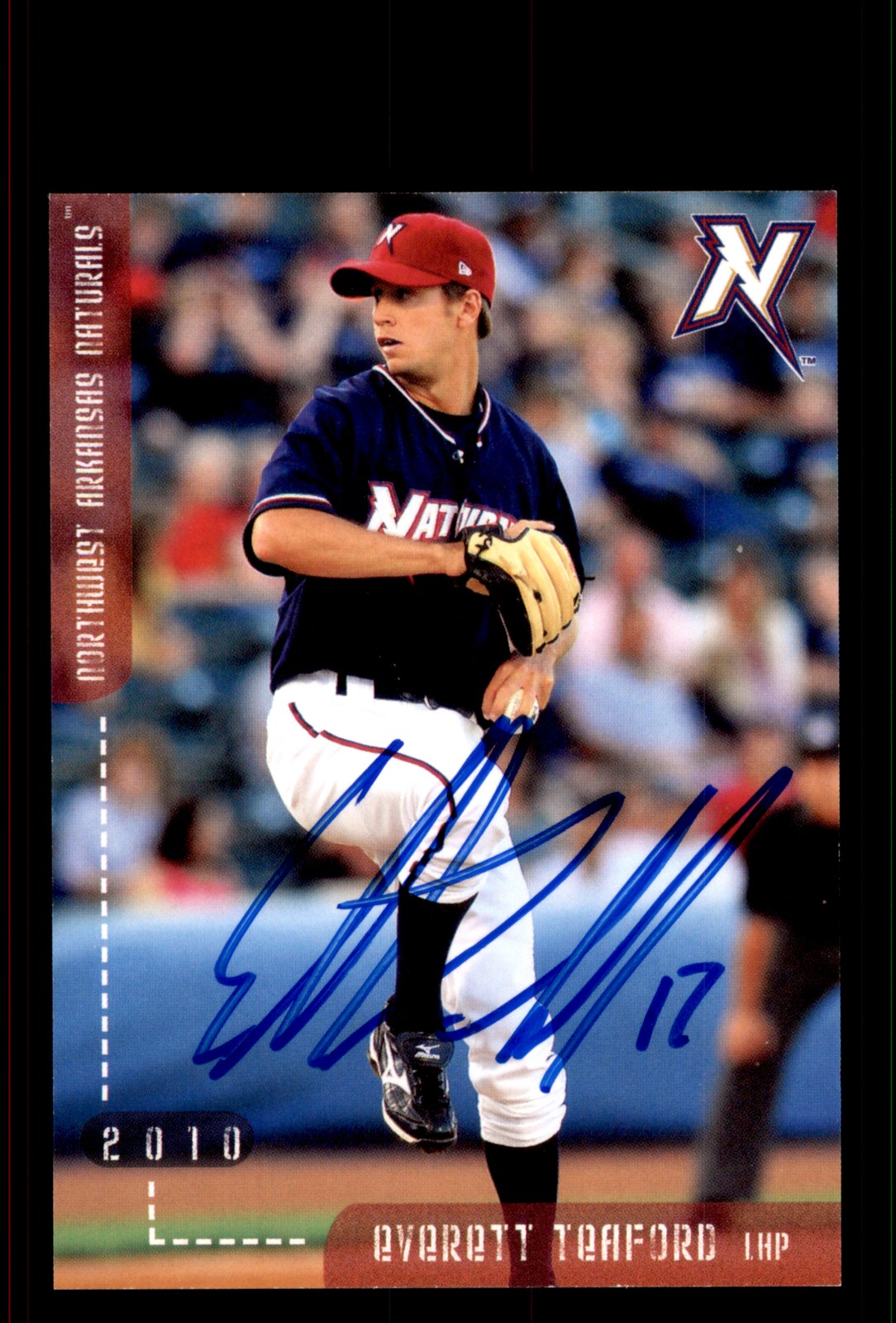 Signed Baseball Card Auto Everett Teaford 2010 Northwest Arkansas Naturals