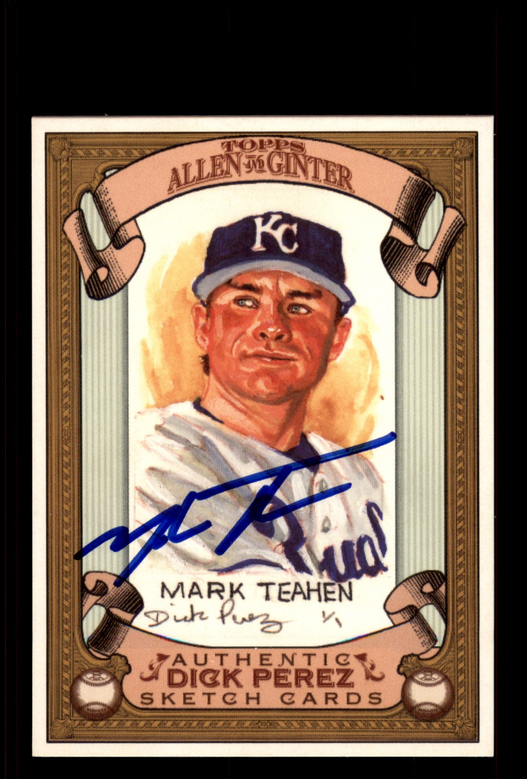 Signed Baseball Card Auto Mark Teahen 2007 Topps Allen & Ginter #13 Royals