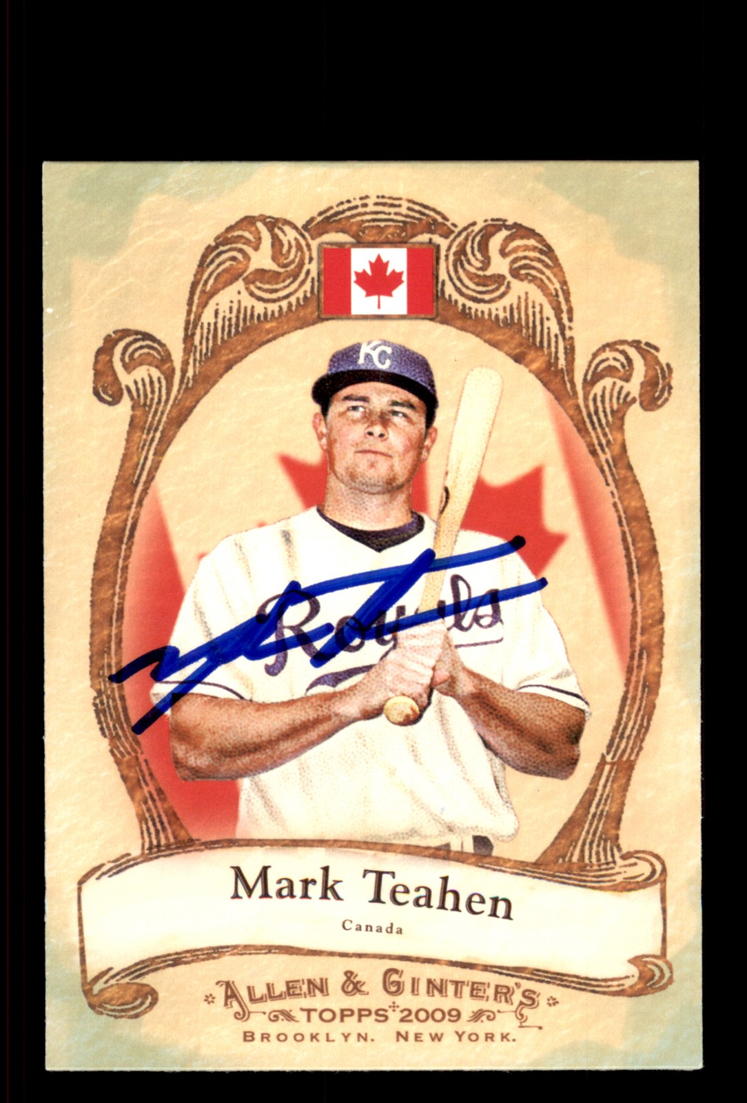 Signed Baseball Card Auto Mark Teahen 2009 Topps Allen & Ginter #NP61 Royals
