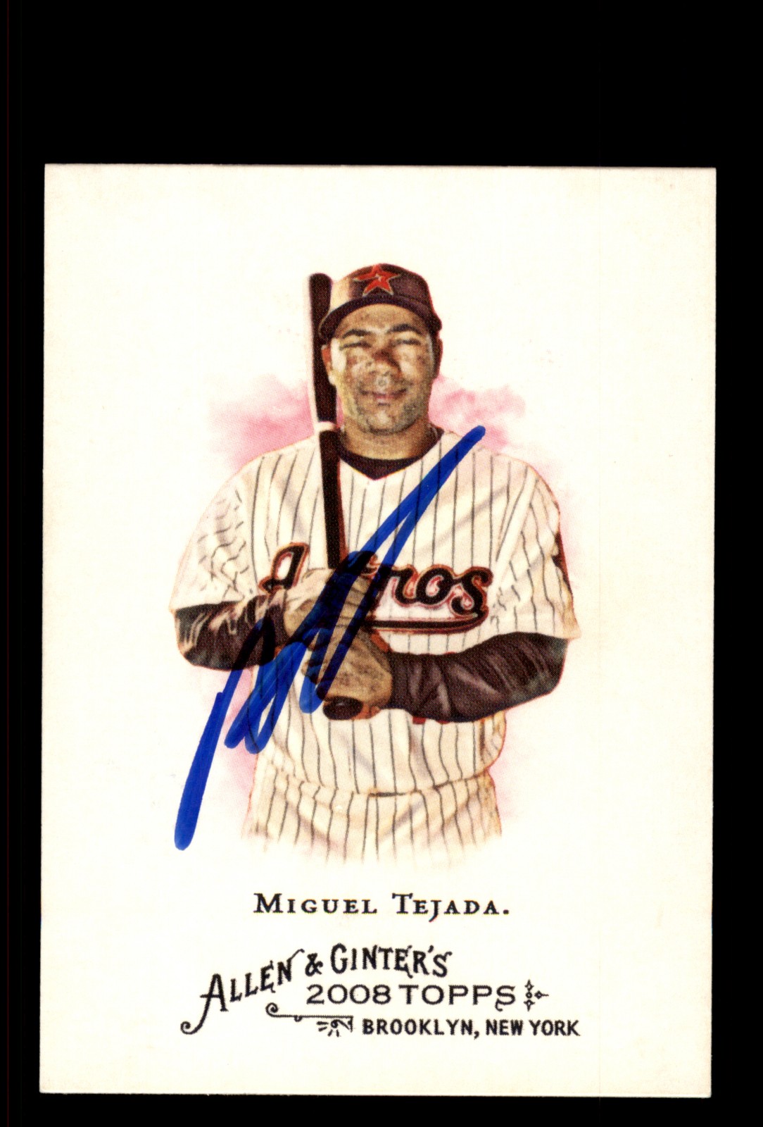 Signed Baseball Card Auto Miguel Tejada 2008 Topps Allen & Ginter #21 Astros