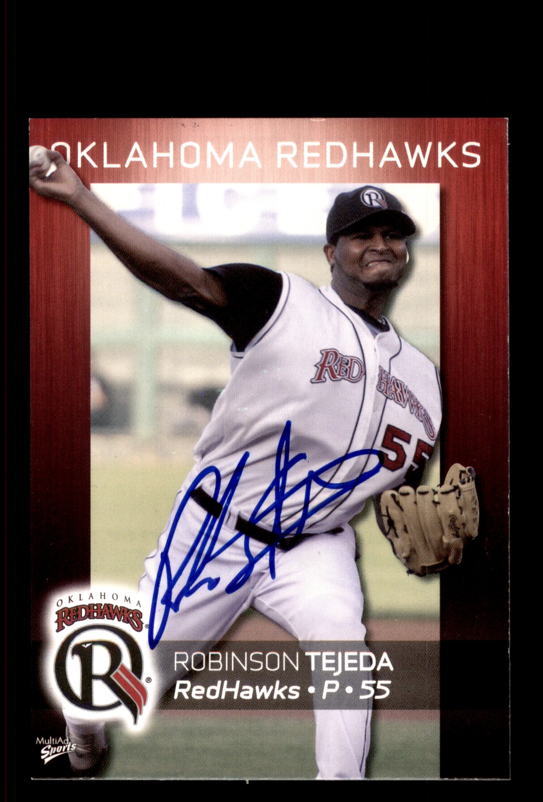 Signed Baseball Card Auto Robinson Tejeda 2008 Oklahoma City RedHawks