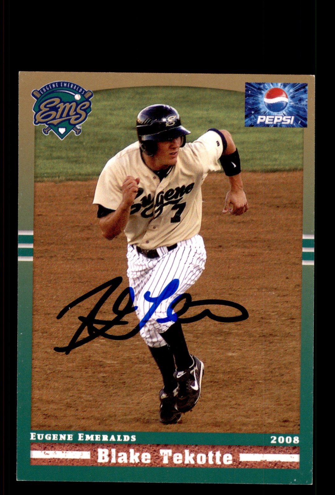 Signed Baseball Card Auto Blake Tekotte 2008 Grandstand Eugene Emeralds