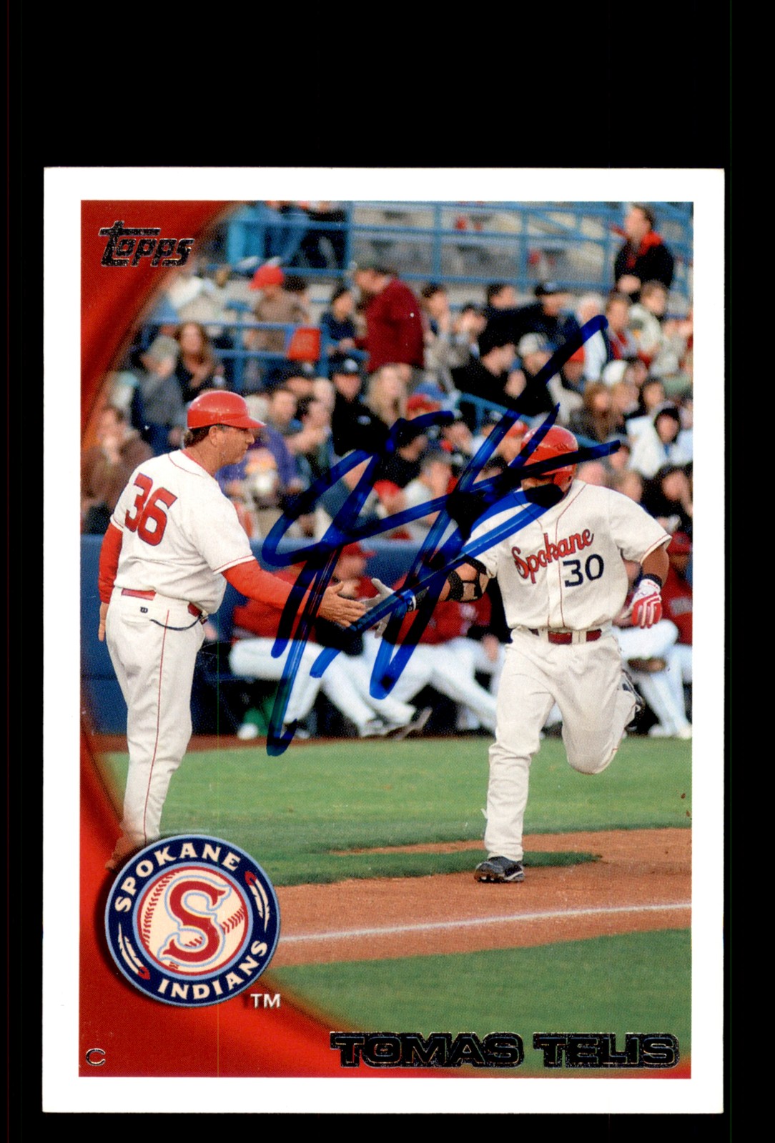 Signed Baseball Card Auto Tomas Telis 2010 Topps Pro Debut #368 Spokane Indians