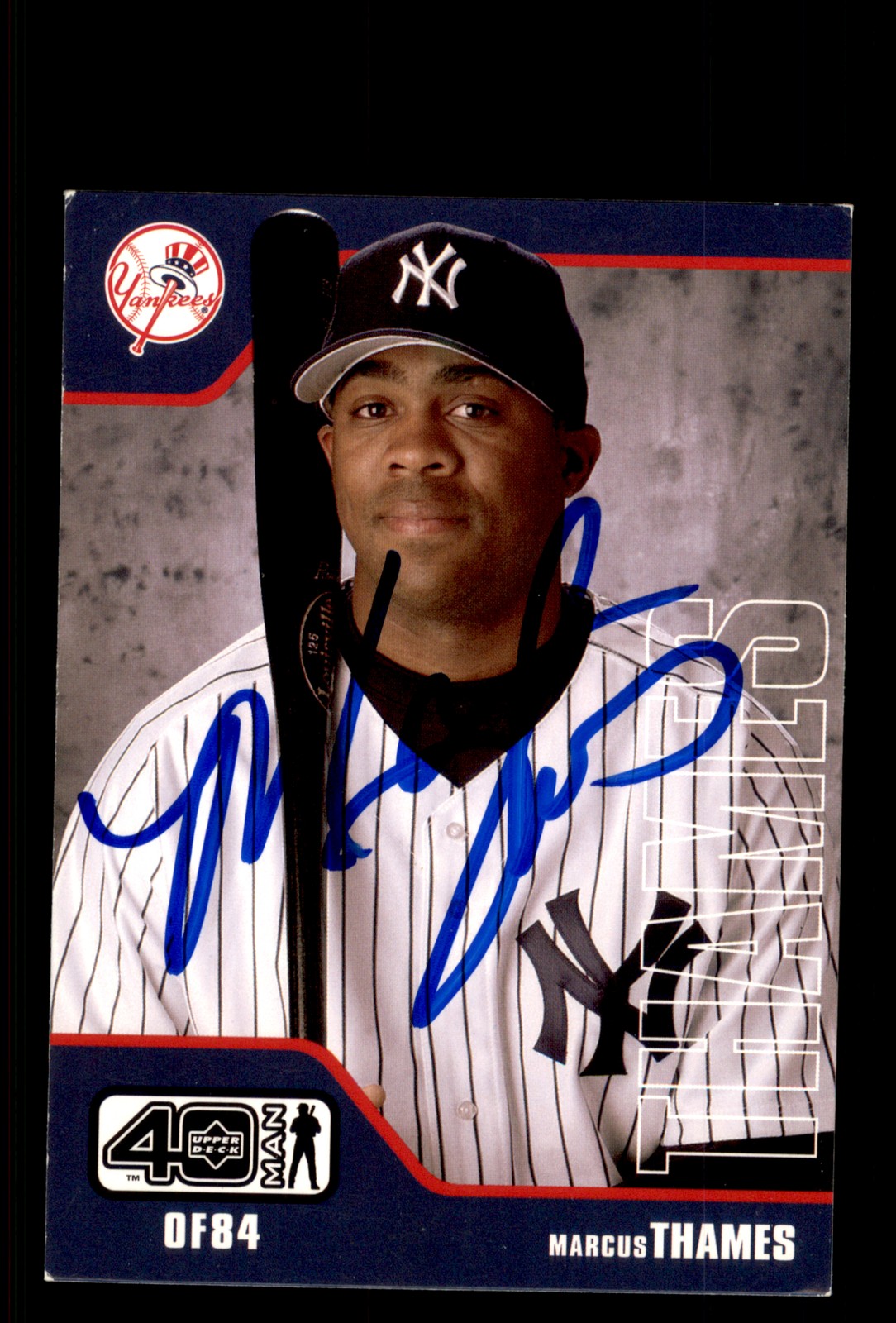 Signed Baseball Card Auto Marcus Thames 2002 Upper Deck 40-Man #453 Yankees