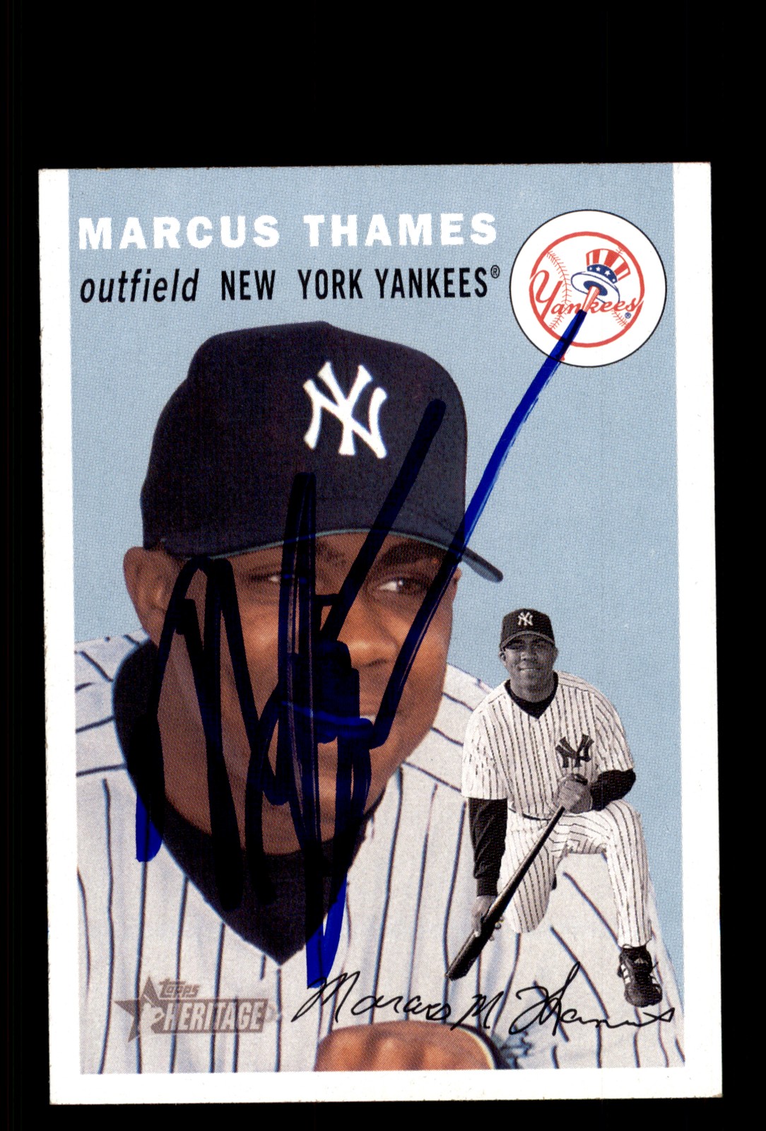 Signed Baseball Card Auto Marcus Thames 2003 Topps Heritage #43 Yankees