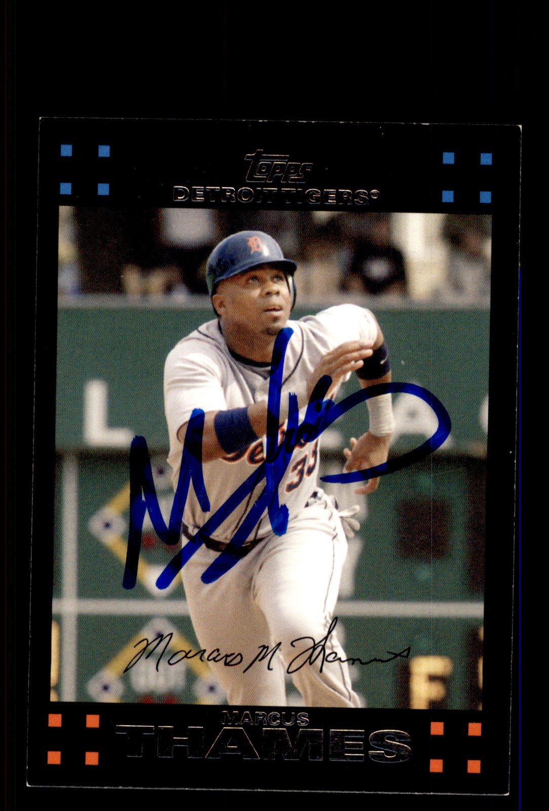 Signed Baseball Card Auto Marcus Thames 2007 Topps #UH75 Detroit Tigers