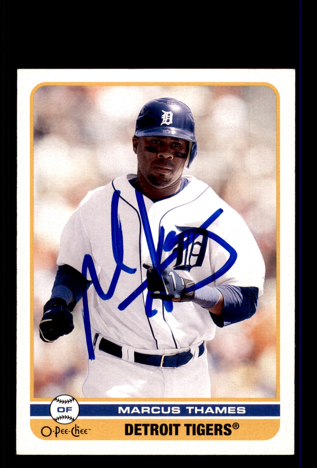 Signed Baseball Card Auto Marcus Thames 2009 O-Pee-Chee #413 Detroit Tigers