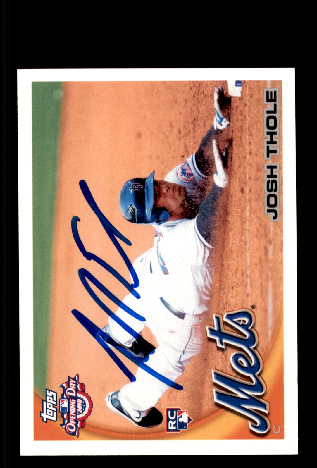 Signed Baseball Card Auto Josh Thole 2010 Topps Opening Day #214 New York Mets