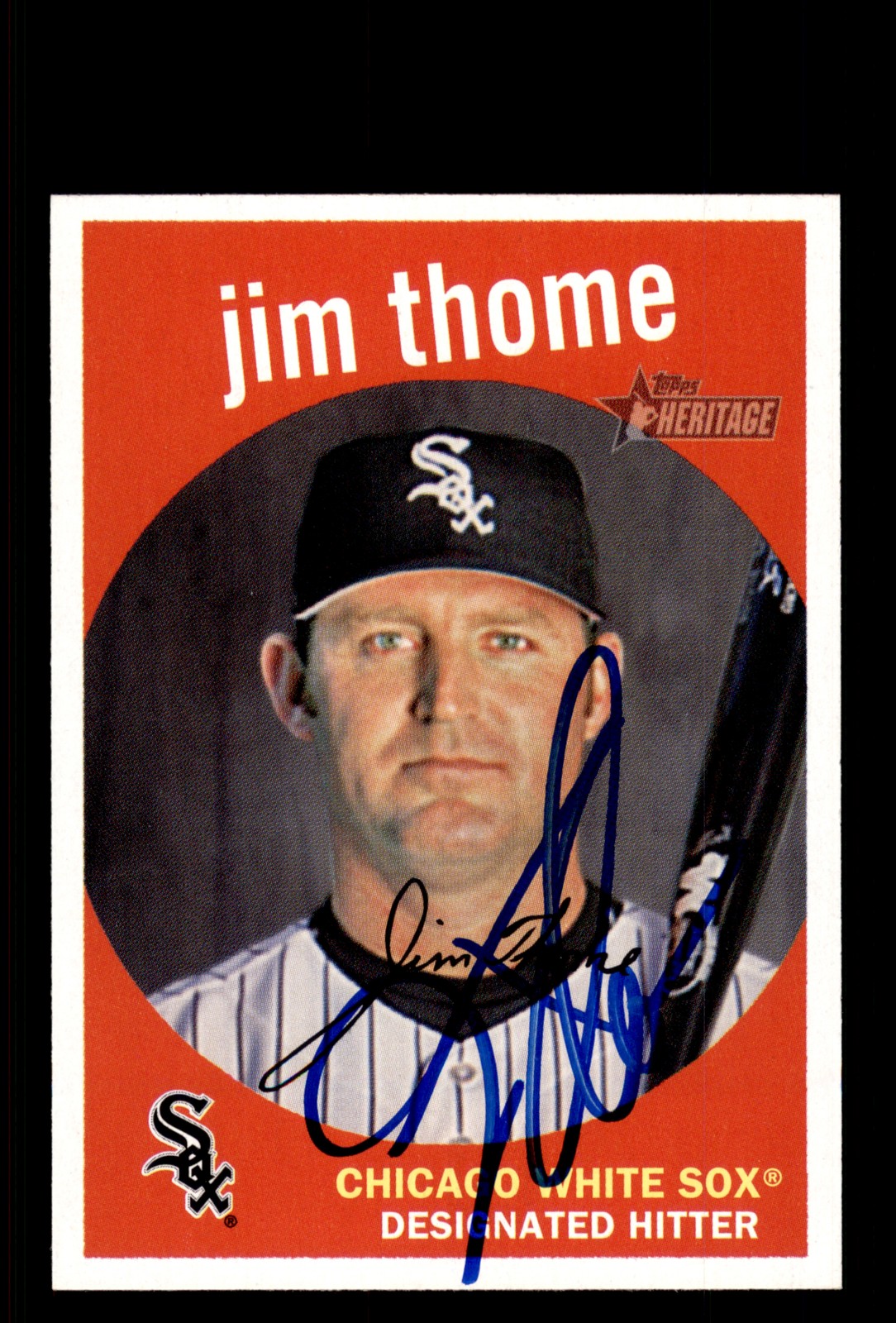 Signed Baseball Card Auto Jim Thome 2008 Topps Heritage #268 Chicago White Sox