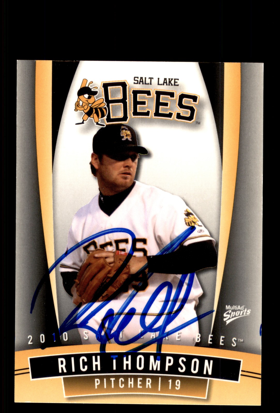 Signed Baseball Card Auto Rich Thompson 2010 MultiAd Salt Lake Bees