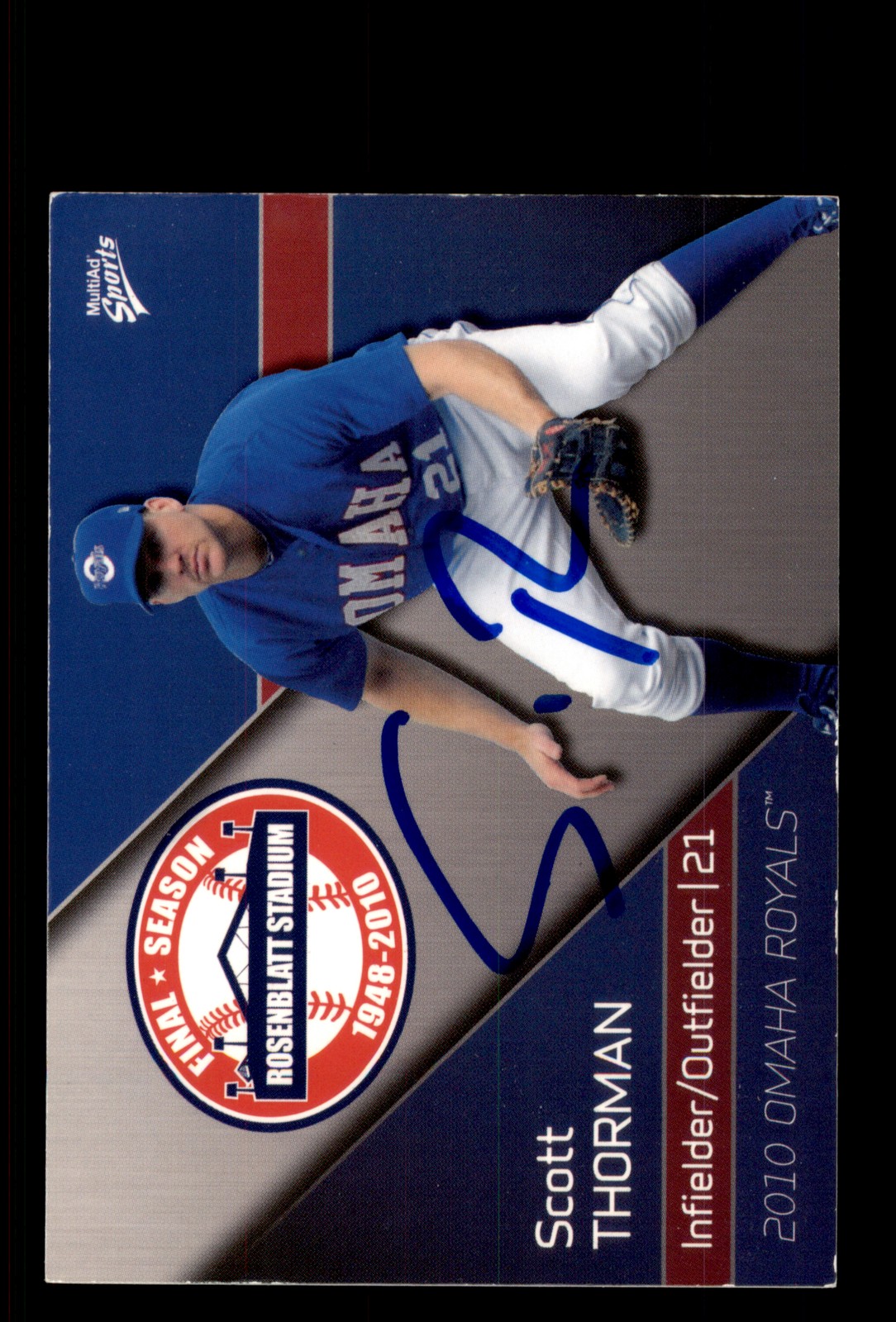 Signed Baseball Card Auto Scott Thorman 2010 MultiAd Omaha Royals