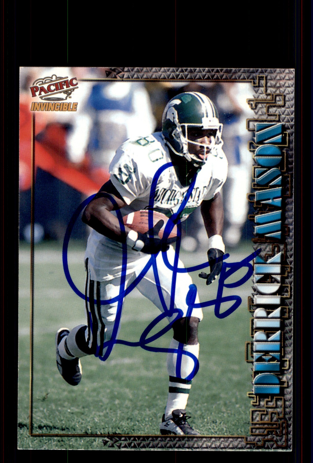 Signed Football Card Auto Derrick Mason 1997 Pacific Invincible #49 Oilers
