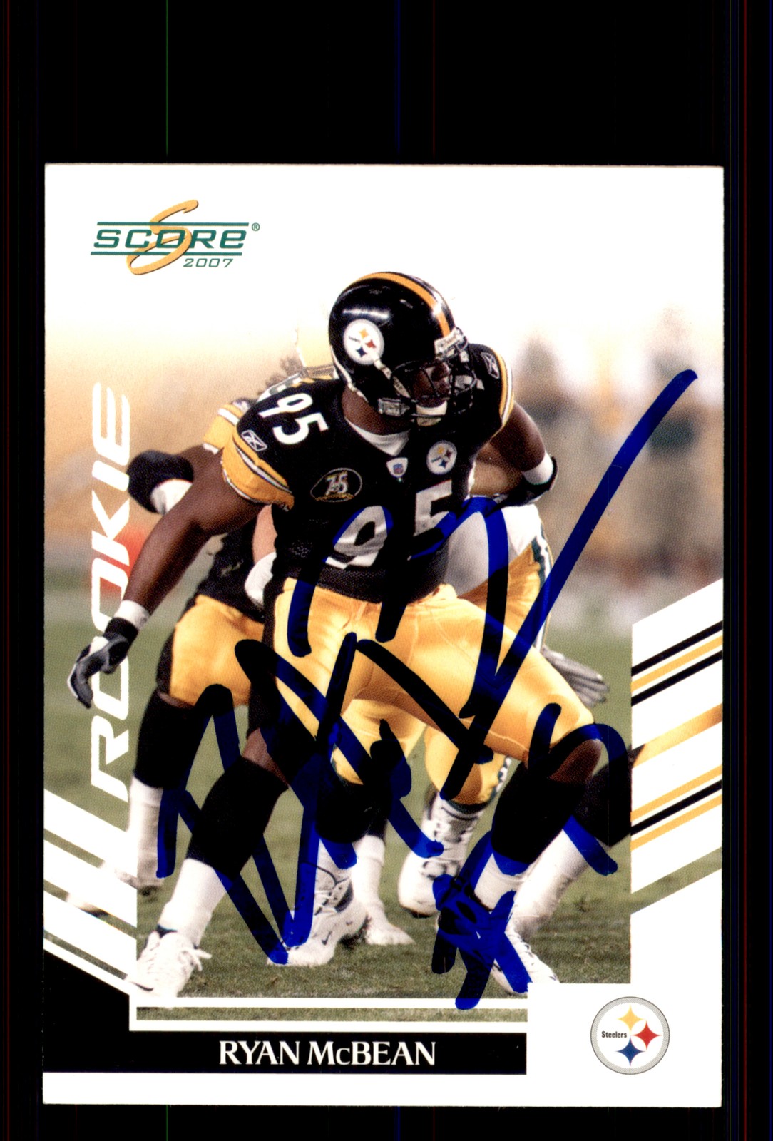 Signed Football Card Auto Ryan McBean 2007 Score #314 Pittsburgh Steelers