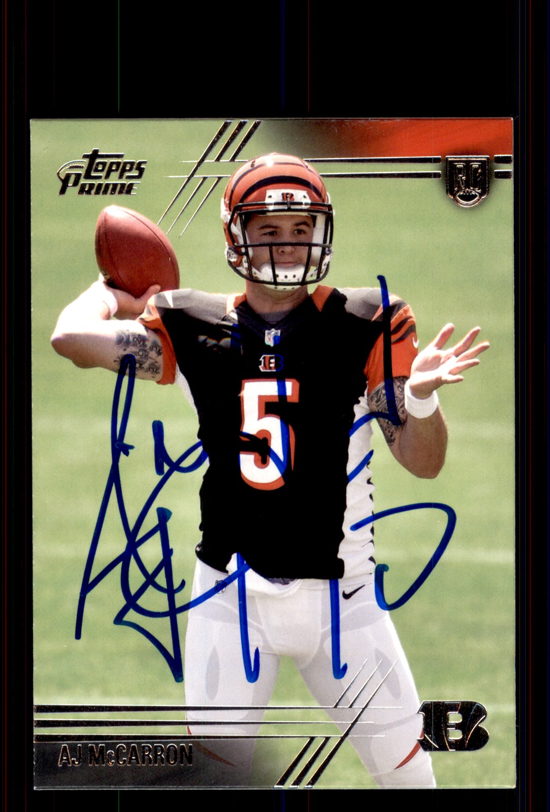 Signed Football Card Auto A.J. McCarron 2014 Topps Prime #112 Cincinnati Bengals