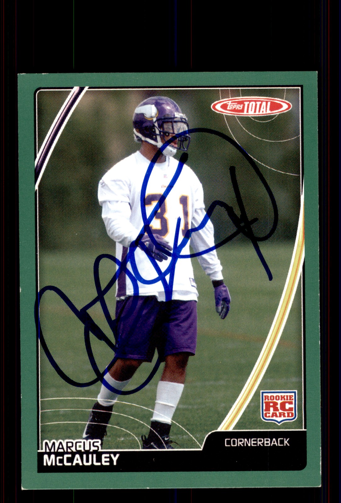Signed Football Card Auto Marcus McCauley 2007 Topps Total #532 Vikings