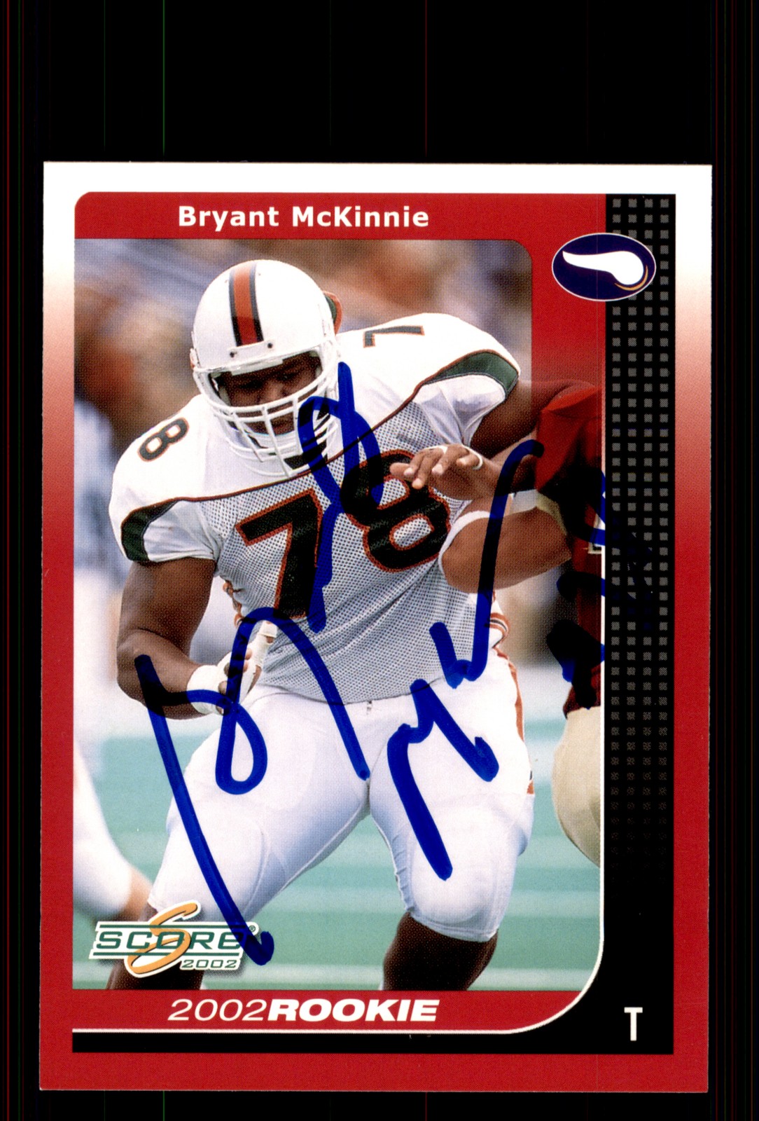 Signed Football Card Auto Bryant McKinnie 2002 Score #329 Minnesota Vikings