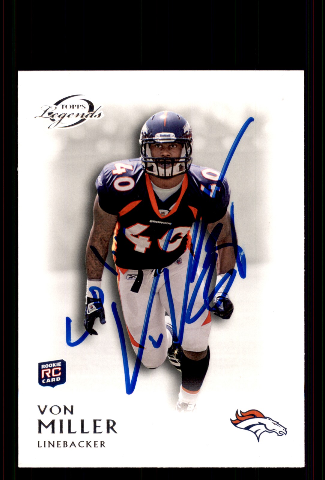 Signed Football Card Auto Von Miller 2011 Topps Legends #152 *Personalized