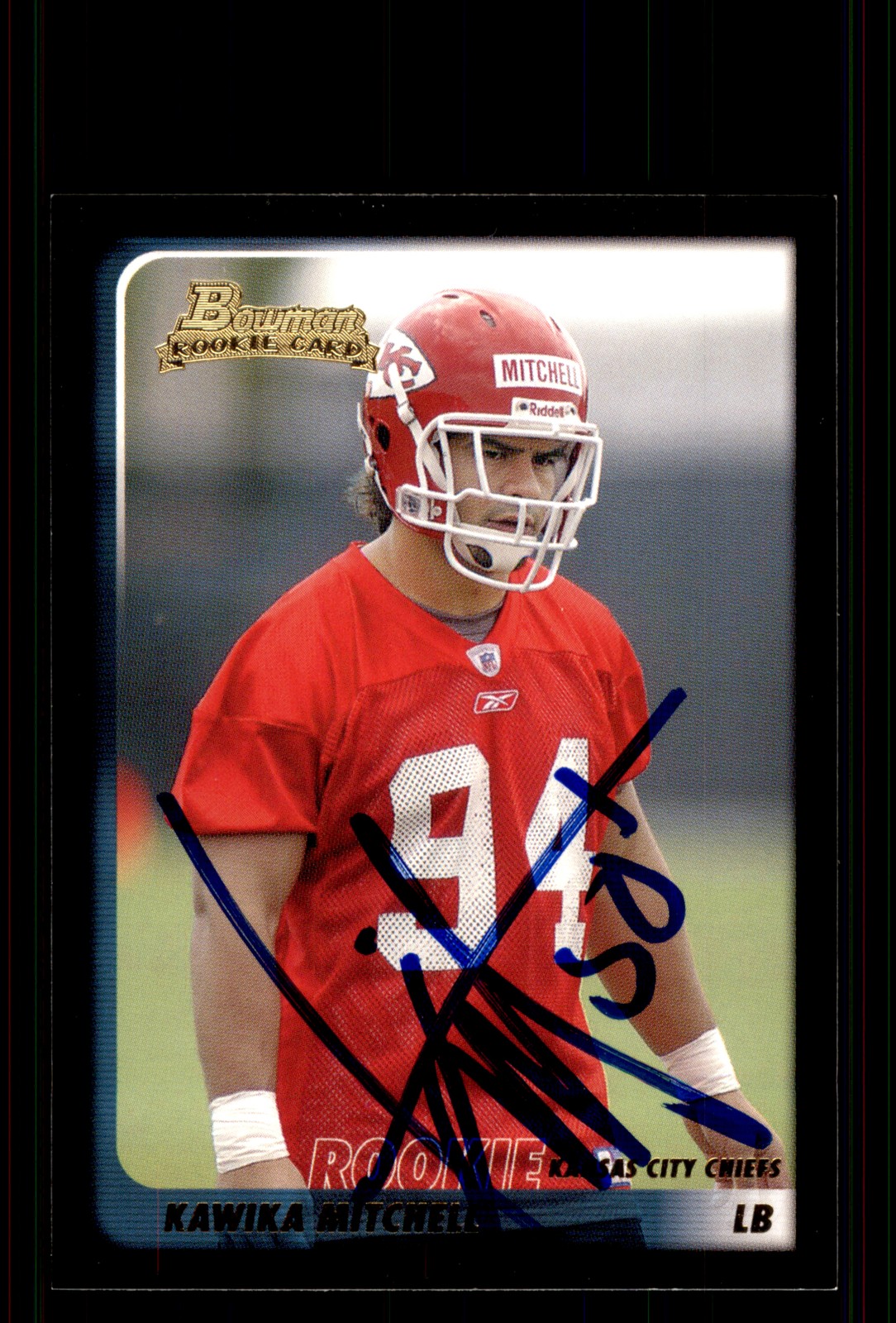 Signed Football Card Auto Kawika Mitchell 2003 Bowman #216 Kansas City Chiefs