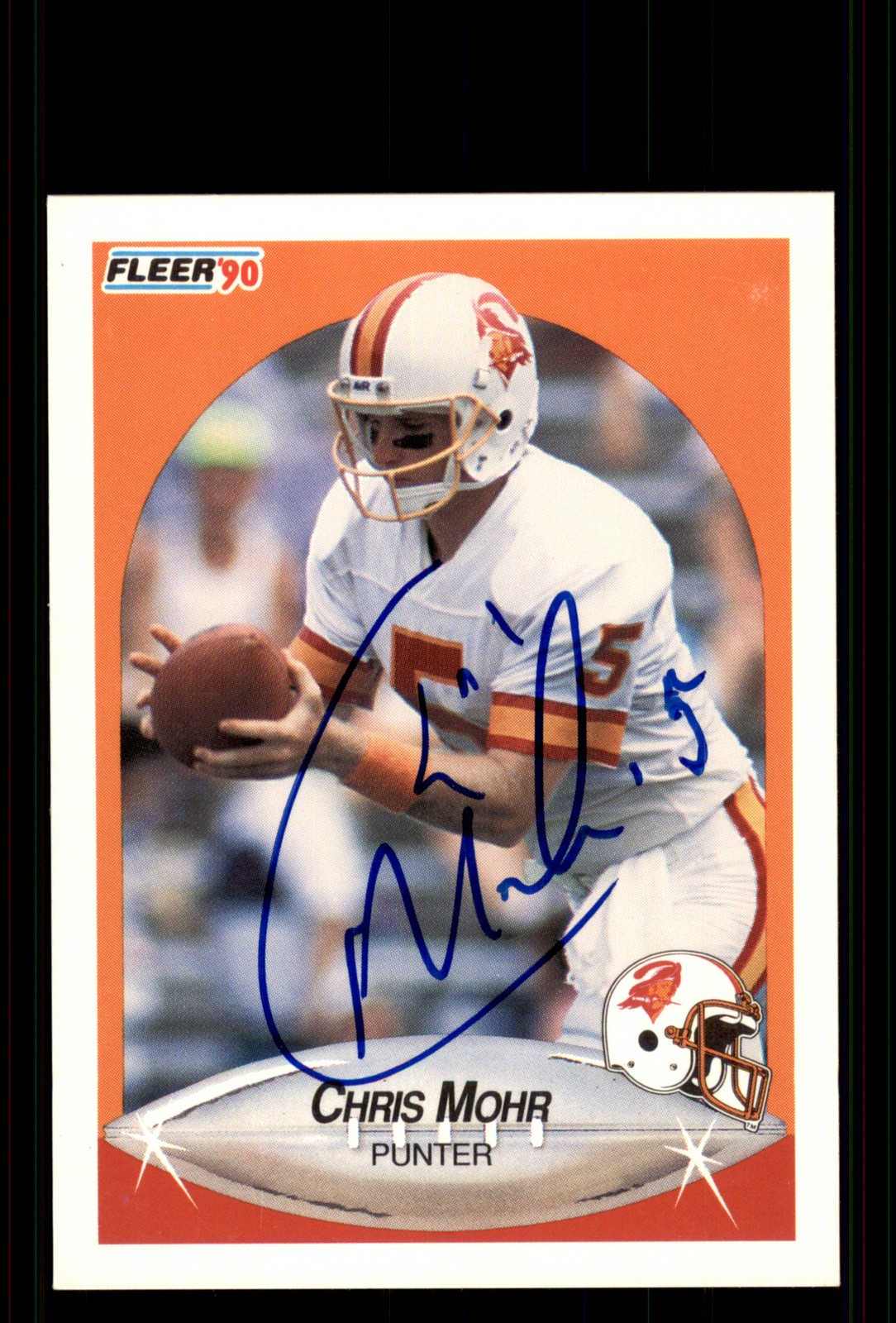 Signed Football Card Auto Chris Mohr 1990 Fleer #351 Tampa Bay Buccaneers