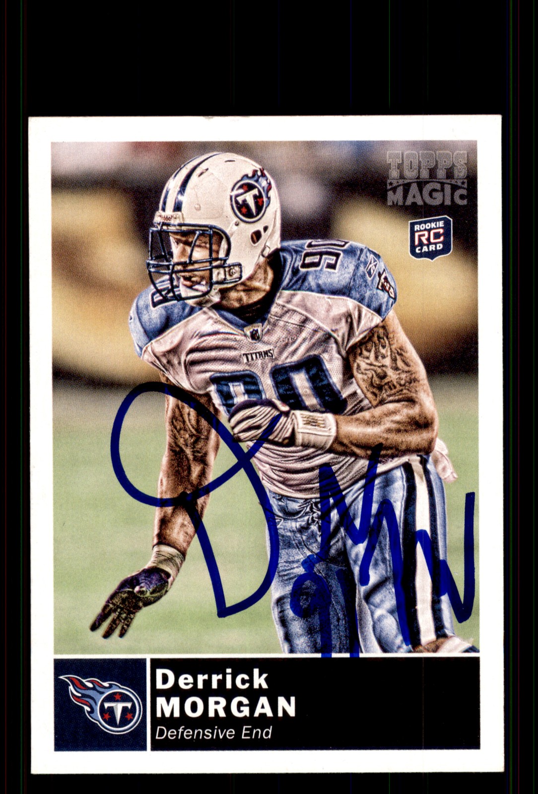 Signed Football Card Auto Derrick Morgan 2010 Topps Magic #117 Tennessee Titans