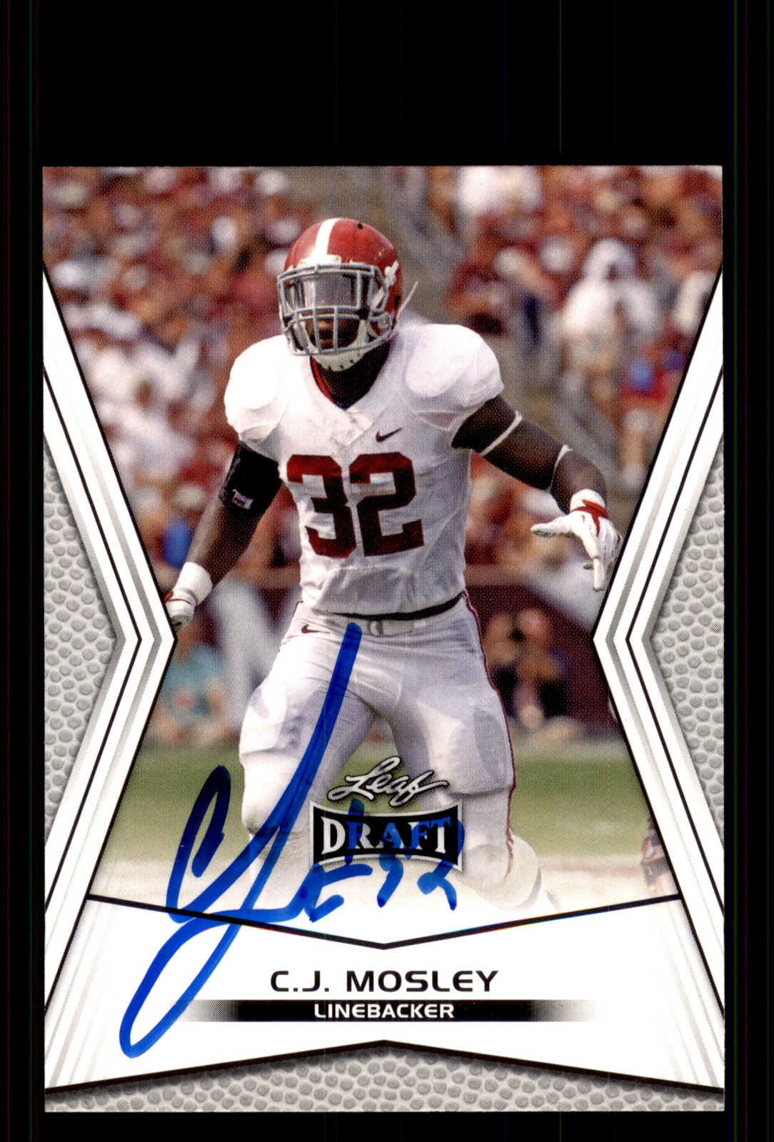 Signed Football Card Auto C.J. Mosley 2014 Leaf Draft #84 Alabama Crimson Tide