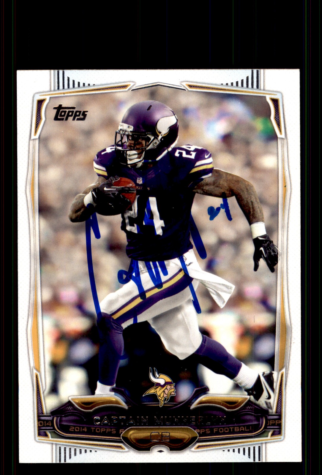 Signed Football Card Auto Captain Munnerlyn 2014 Topps #23 Minnesota Vikings