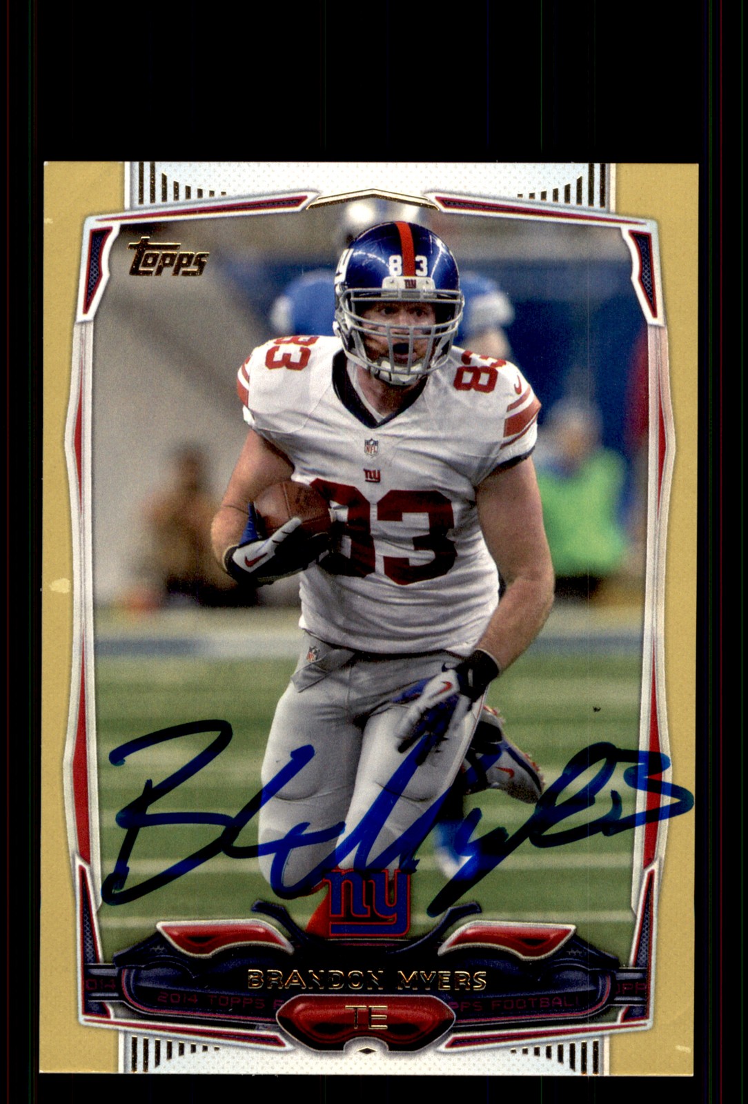 Signed Football Card Auto Brandon Myers 2014 Topps #292 Giants Gold