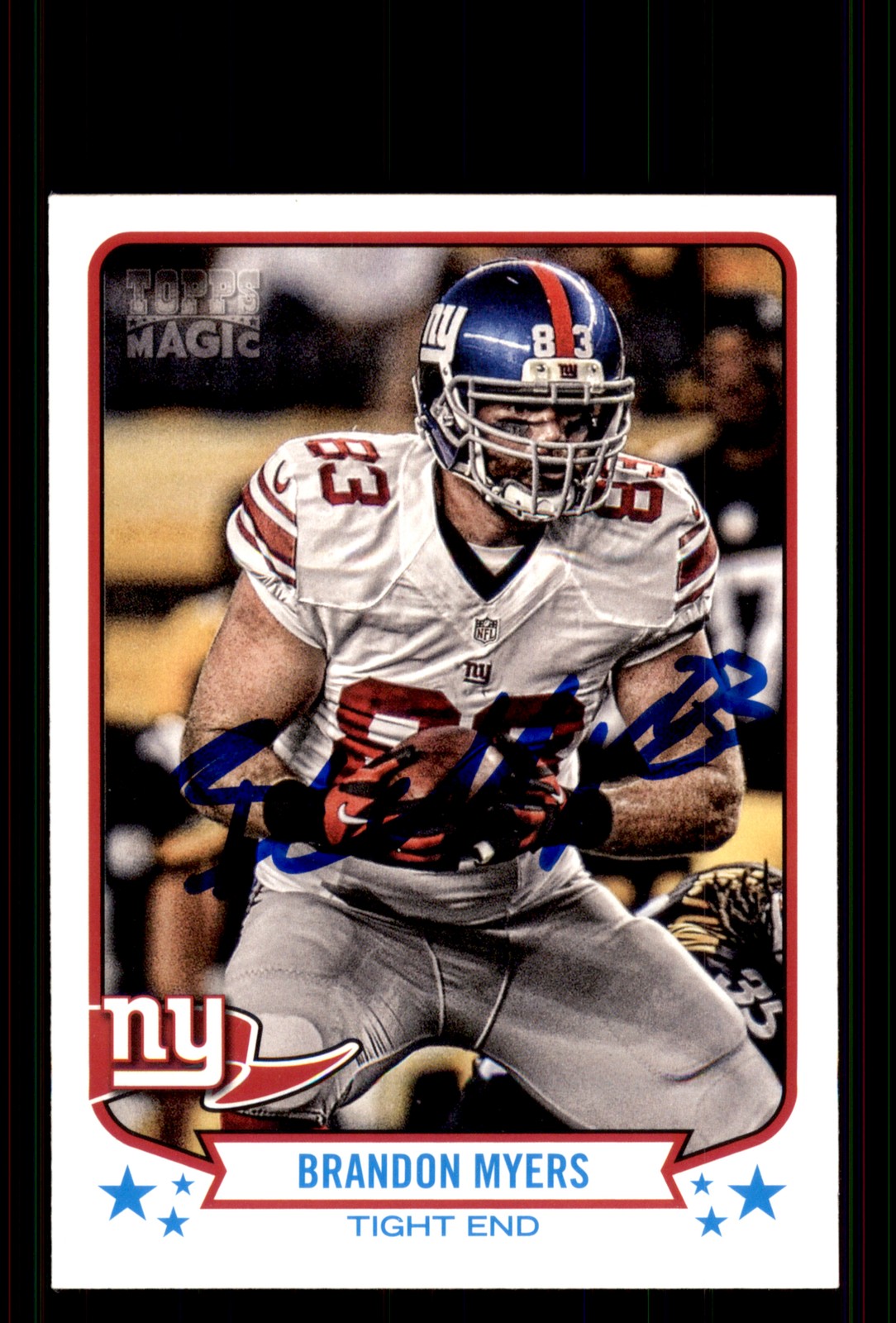 Signed Football Card Auto Brandon Myers 2013 Topps Magic #61 New York Giants