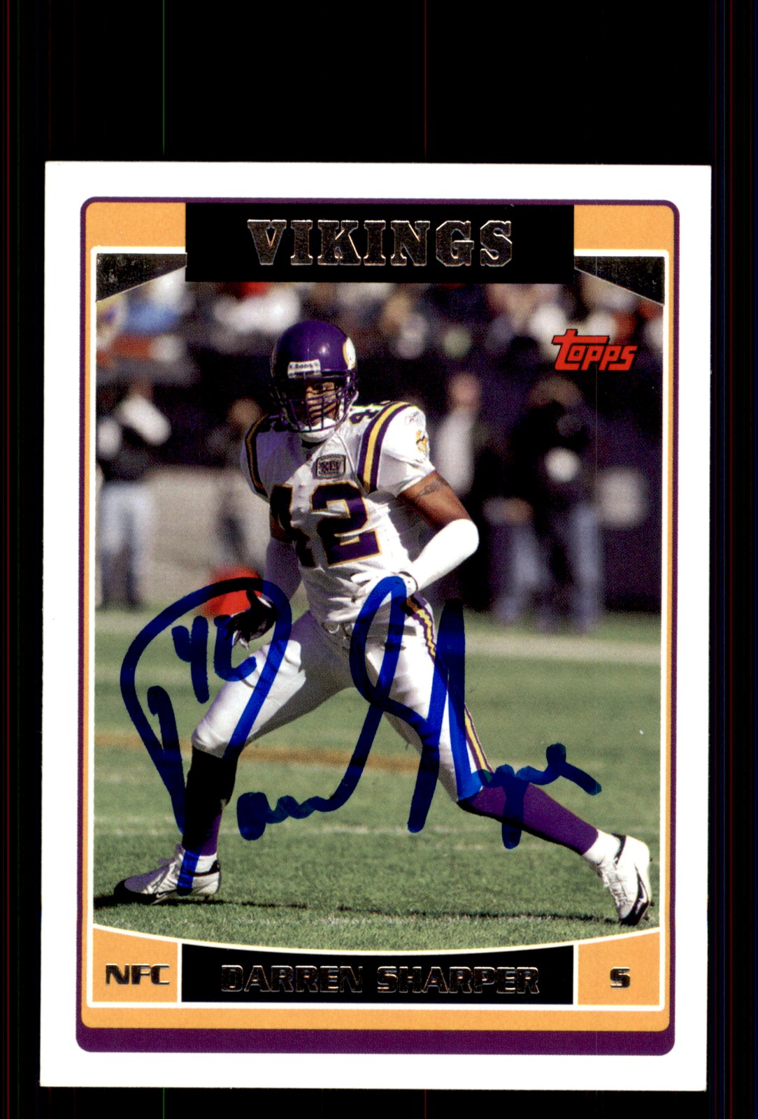 Signed Football Card Auto Darren Sharper 2006 Topps Minnesota Vikings #MIN6