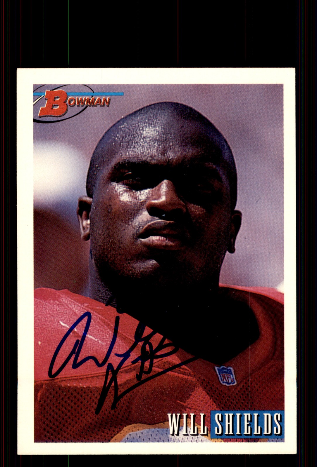 Signed Football Card Auto Will Shields 1993 Bowman #356 Kansas City Chiefs