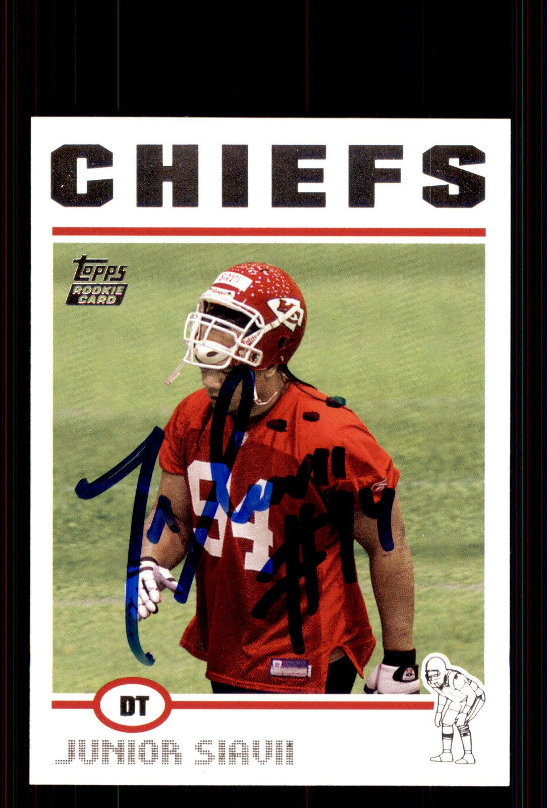 Signed Football Card Auto Junior Siavii 2004 Topps #384 Kansas City Chiefs