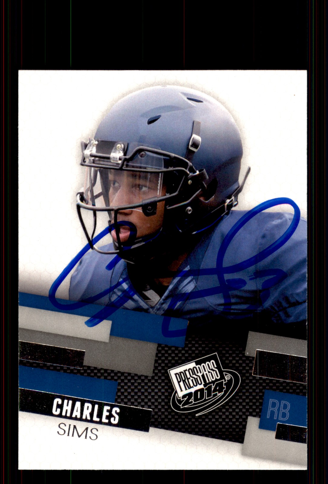 Signed Football Card Auto Charles Sims 2014 Press Pass #46 West Virginia