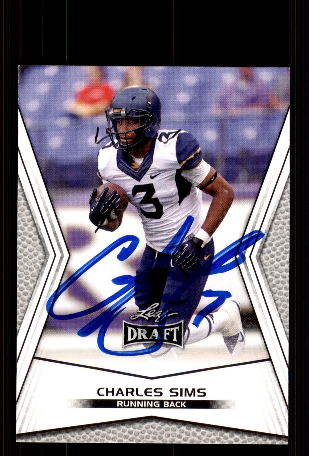 Signed Football Card Auto Charles Sims 2014 Leaf Draft #79 West Virginia