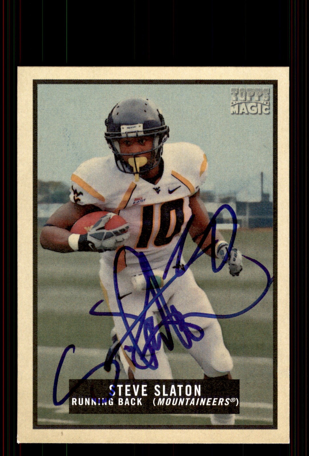 Signed Football Card Auto Steve Slaton 2009 Topps Magic #234 West Virginia