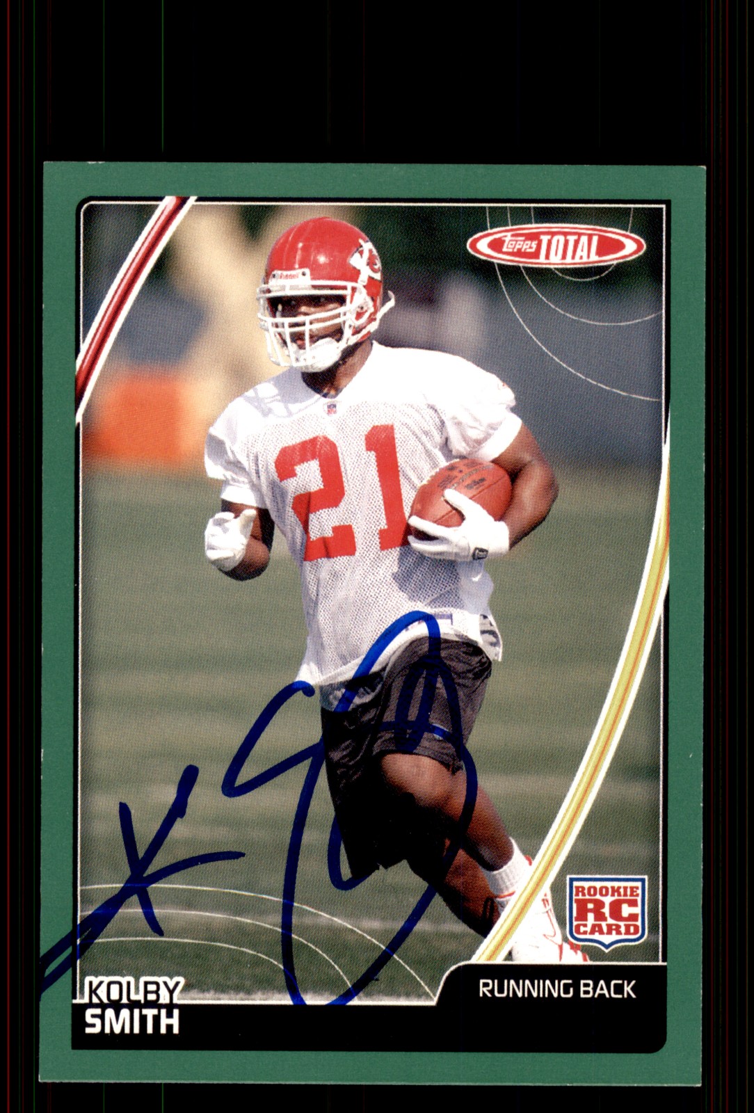 Signed Football Card Auto Kolby Smith 2007 Topps Total #472 Kansas City Chiefs