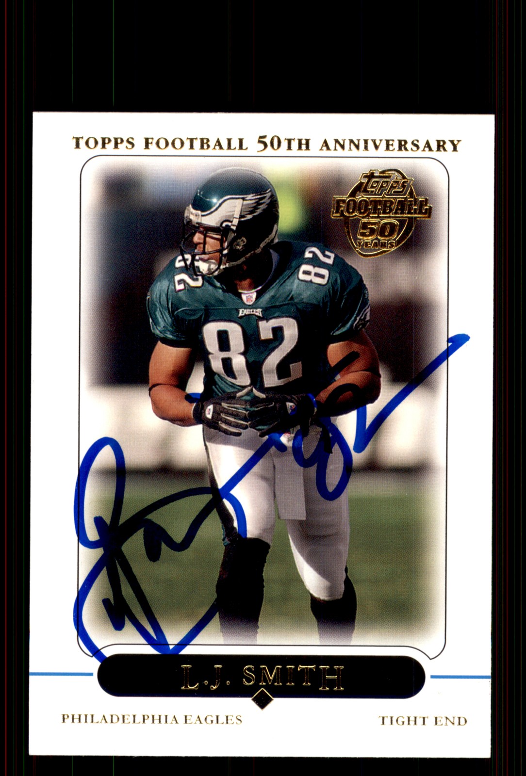 Signed Football Card Auto L.J. Smith 2005 Topps #250 Philadelphia Eagles