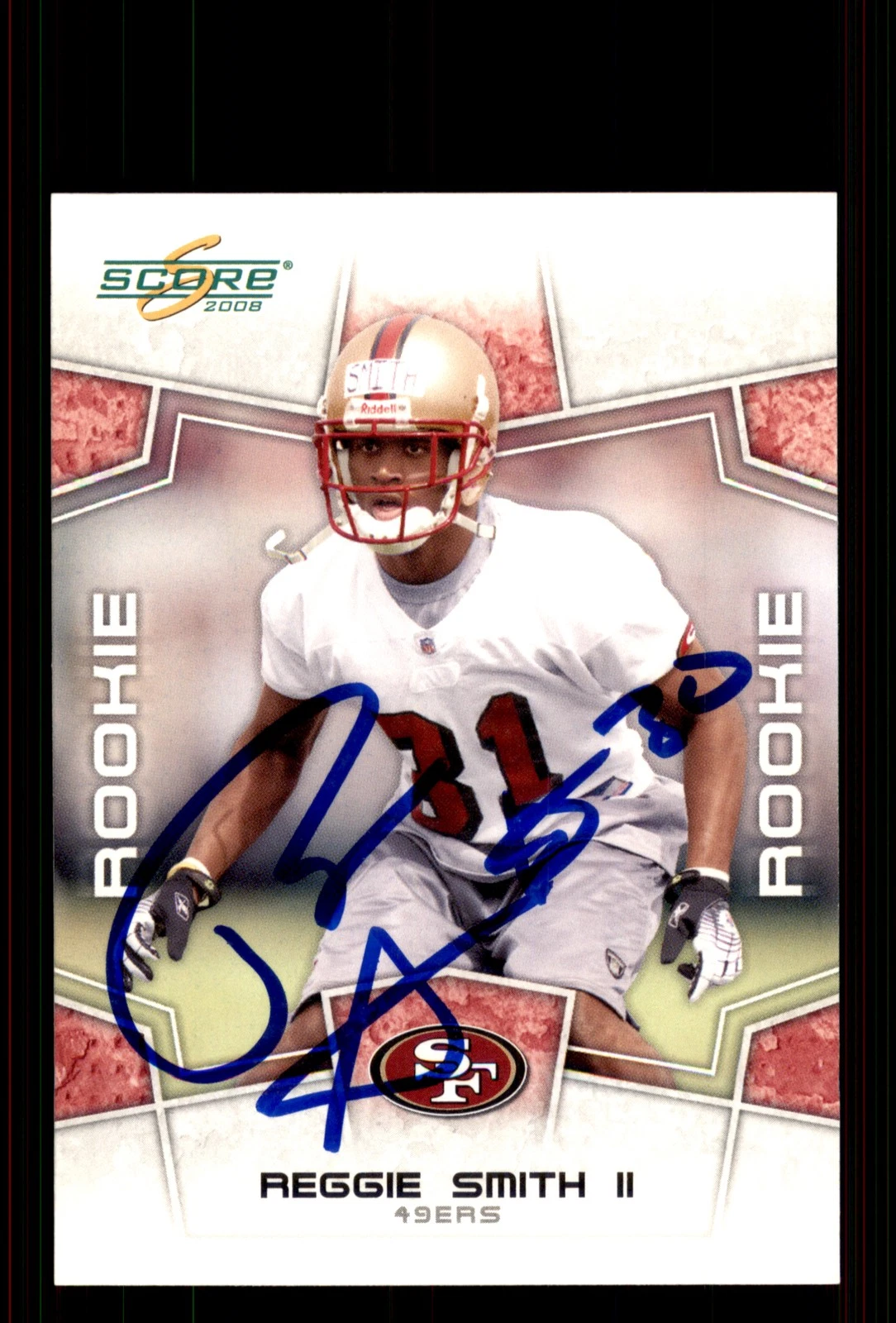 Signed Football Card Auto Reggie Smith II 2008 Score #386 San Francisco 49ers