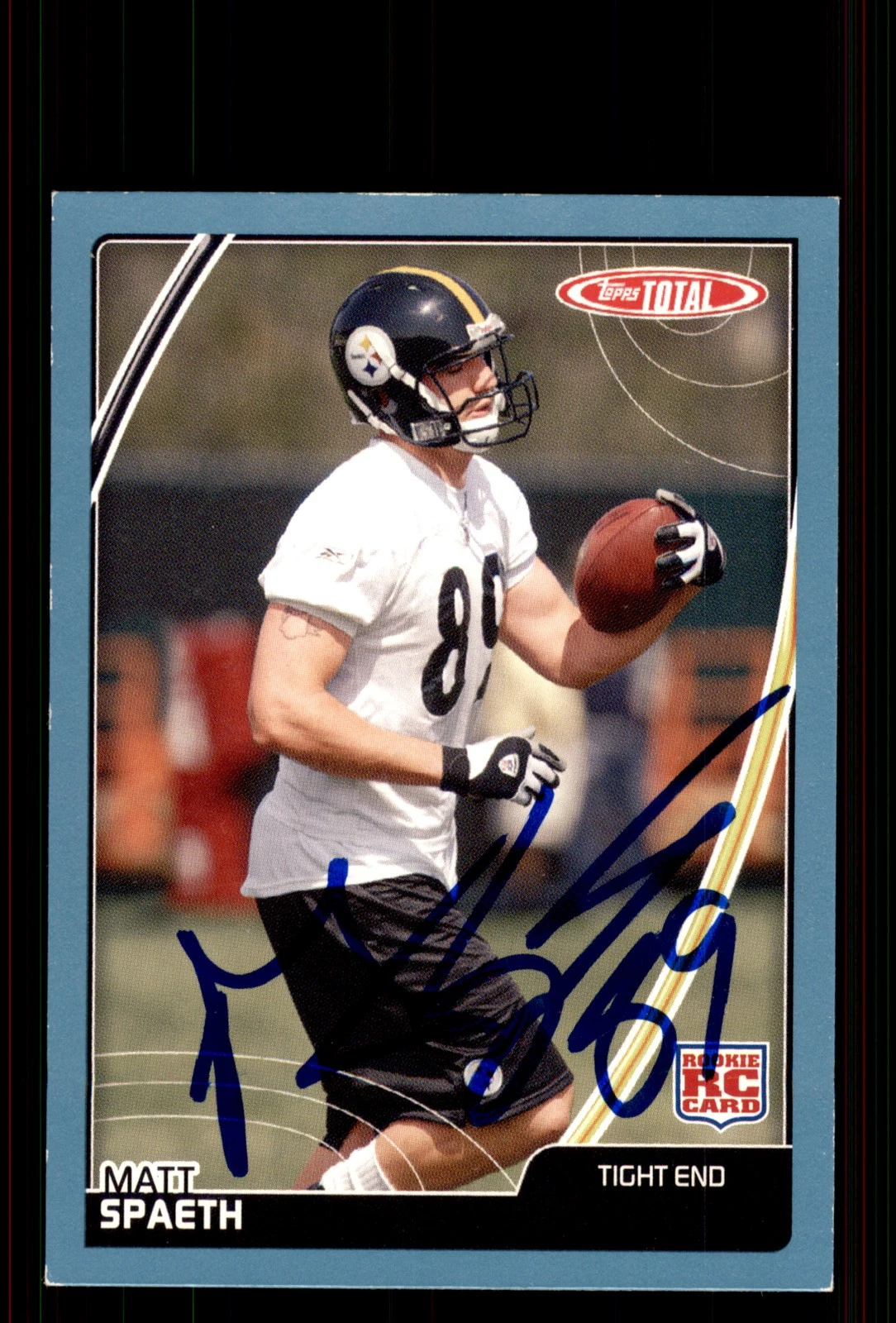 Signed Football Card Auto Matt Spaeth 2007 Topps Total #496 Pittsburgh Steelers