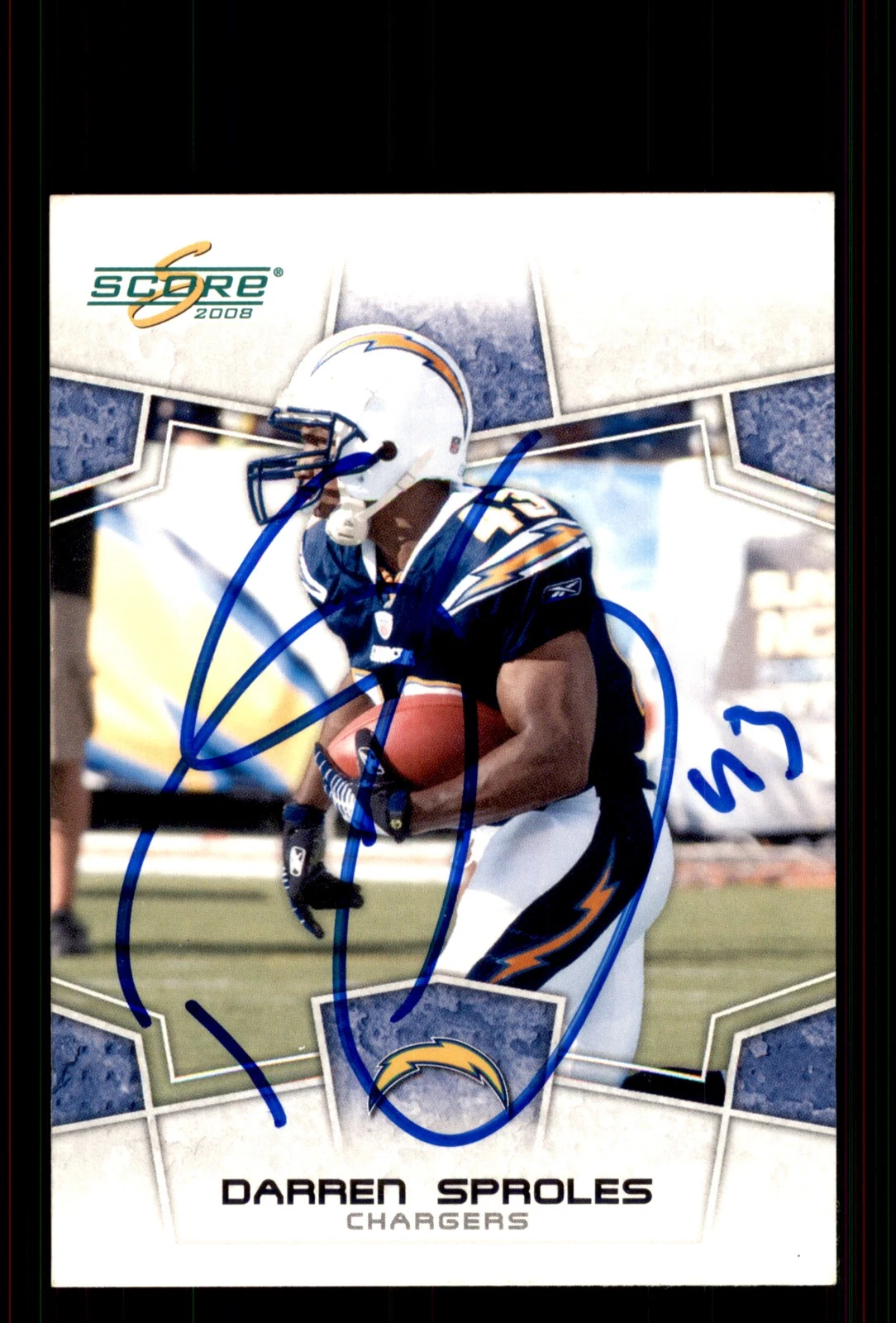 Signed Football Card Auto Darren Sproles 2008 Score #261 San Diego Chargers