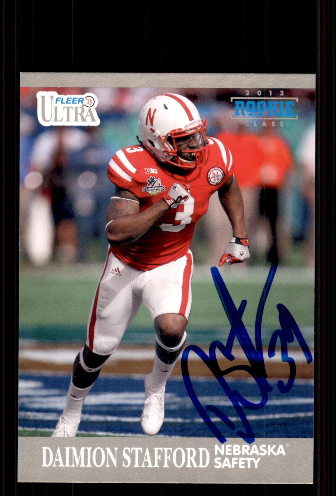 Signed Football Card Auto Daimion Stafford 2013 Fleer Retro #57 Nebraska