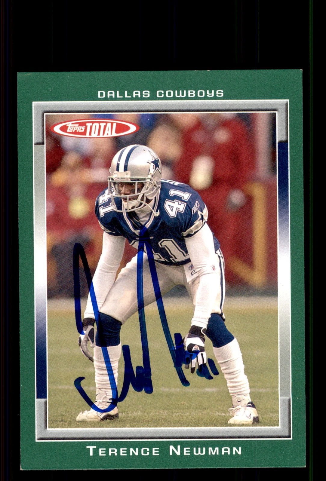 Signed Football Card Auto Terence Newman 2006 Topps Total #229 Dallas Cowboys
