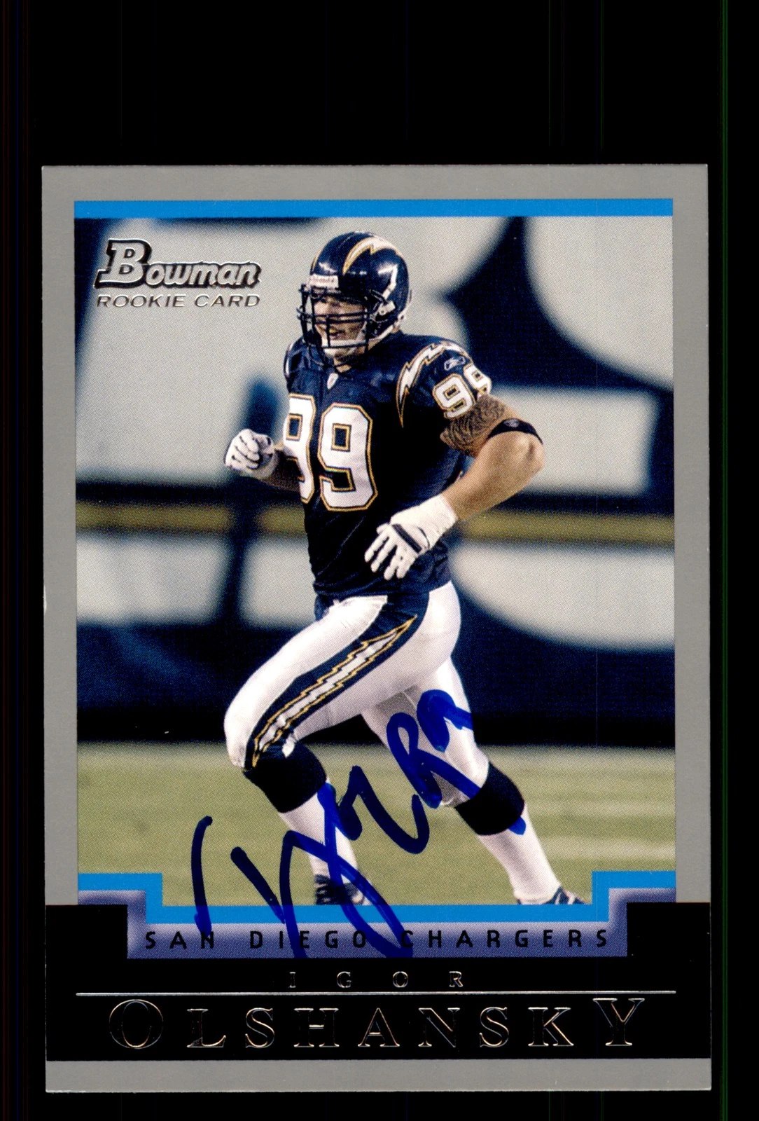 Signed Football Card Auto Igor Olshansky 2004 Bowman #152 San Diego Chargers