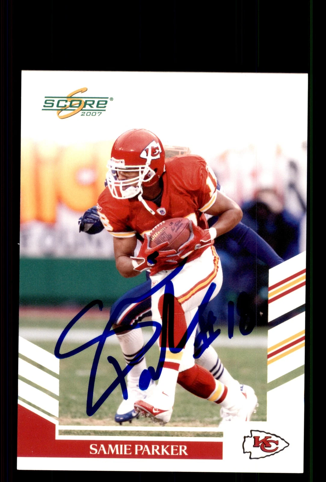 Signed Football Card Auto Samie Parker 2007 Score #261 Kansas City Chiefs