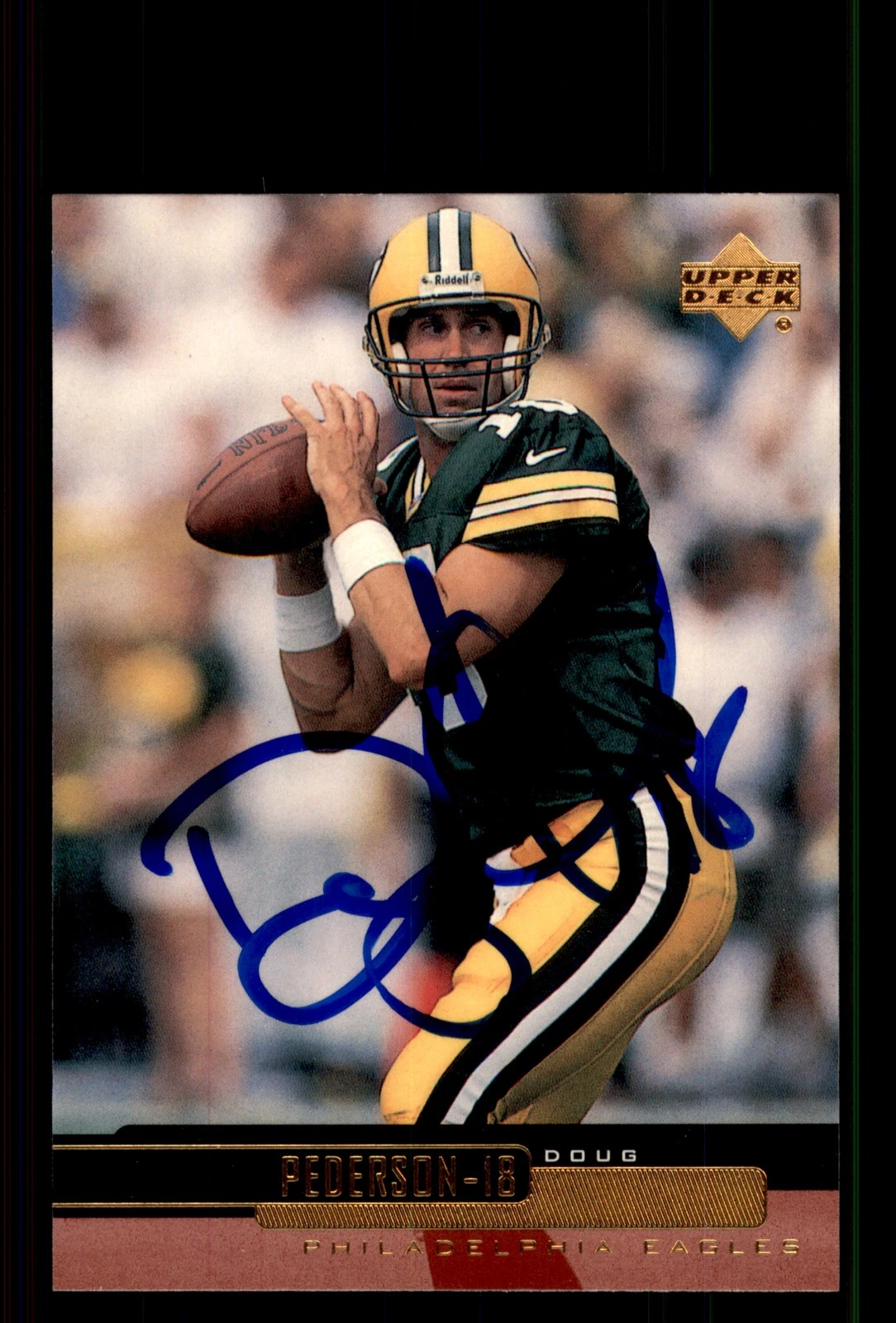 Signed Football Card Auto Doug Pederson 1999 Upper Deck #161 Philadelphia Eagles