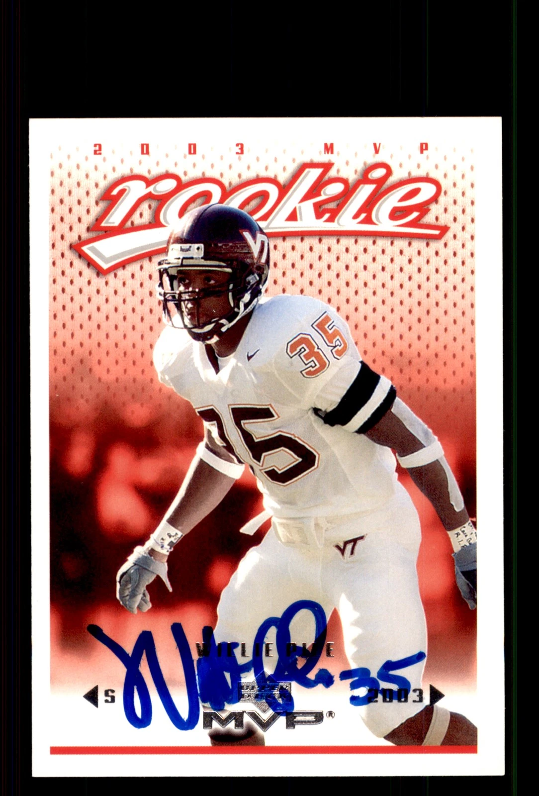 Signed Football Card Auto Willie Pile 2003 Upper Deck MVP #393 KC Chiefs