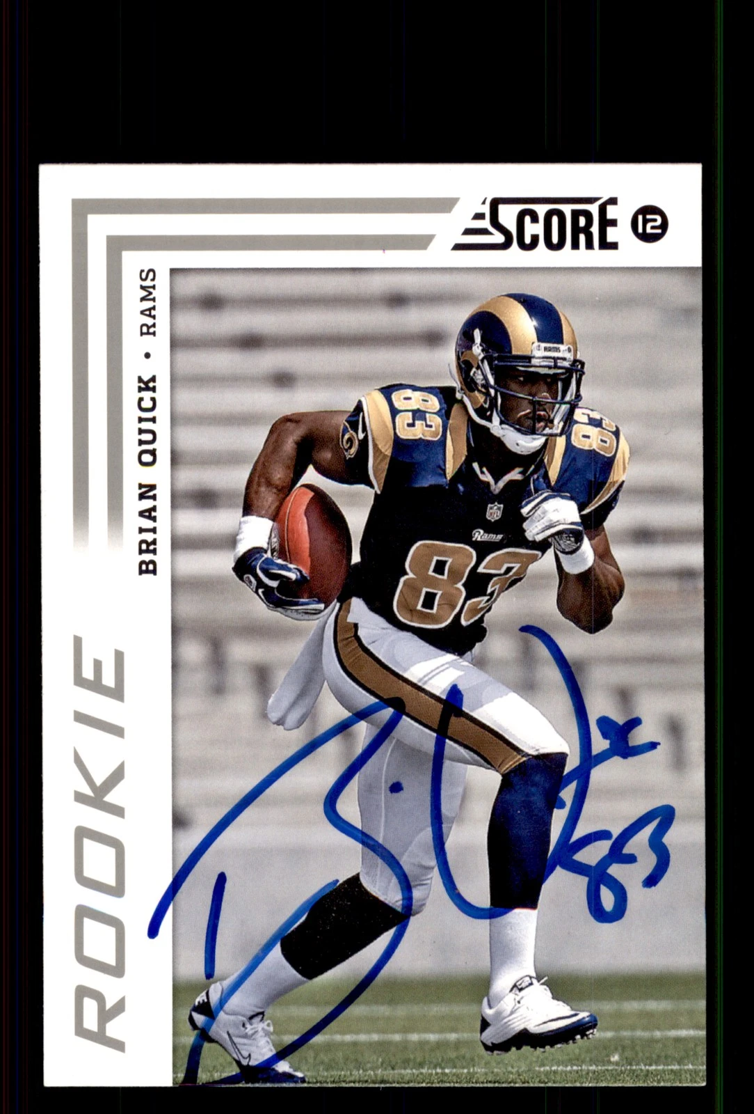 Signed Football Card Auto Brian Quick 2012 Score #309 St. Louis Rams